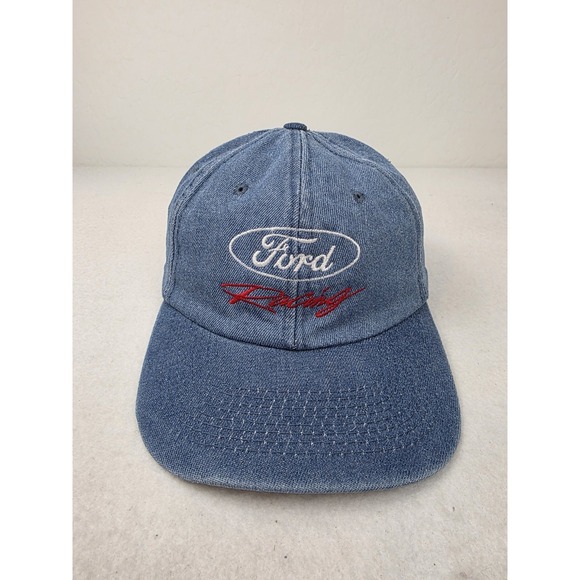 Vintage Ford Racing Embroidered Logo Denim Hat Cap Strapback OSFM - Picture 1 of 8